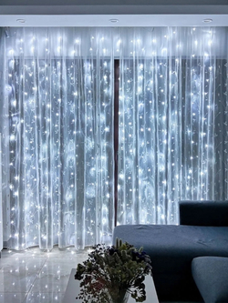 Гирлянда новогодняя штора 3x3/занавес/светодиодная/на окно/дождик