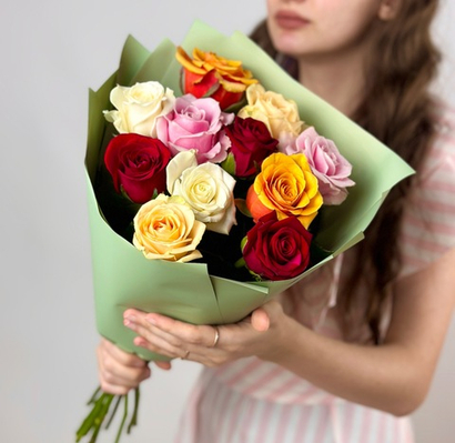 Букет цветов из 11 роз Россия микс