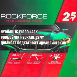 Домкрат подкатной гидравлический 2.5т (h min 90мм, h max 400мм) в кейсе RockForce##Rock FORCE RF-T830031BS(DS)