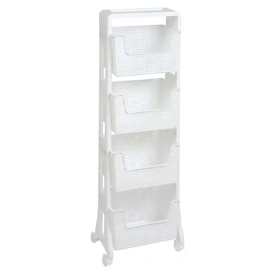 Этажерка Лофт напольная 4-х ярусная на колесах (белый)