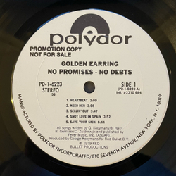 Винтажная виниловая пластинка LP Golden Earring No Promises No Debts (США 1979)