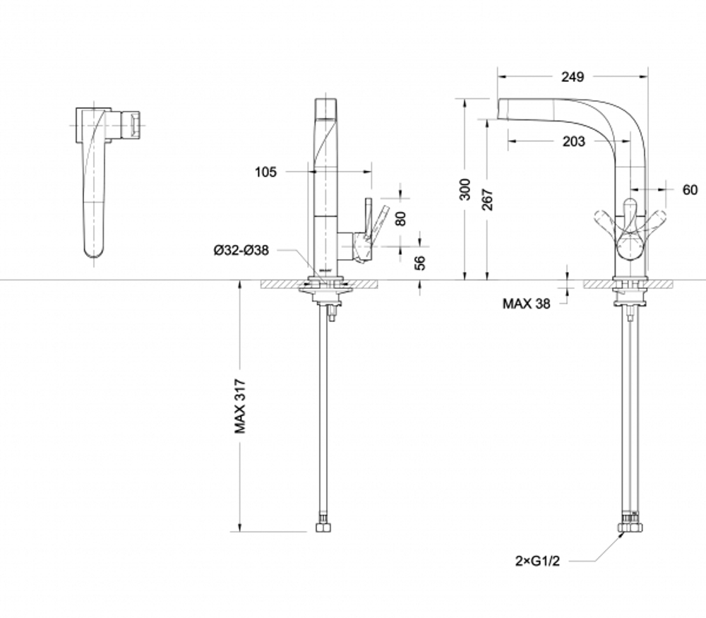 Смеситель для кухни Bravat Wave