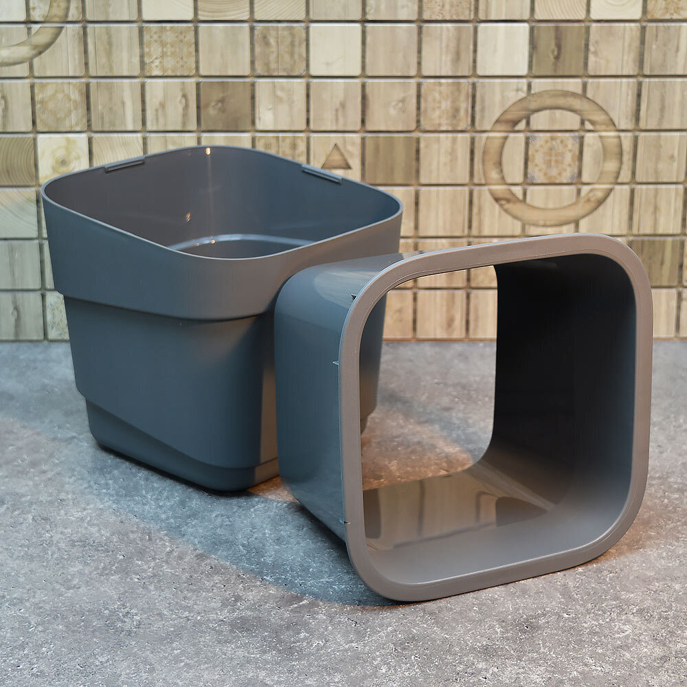 Горшок цветочный Hills фактурный 7л d221мм h207мм, серый