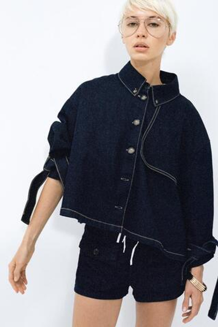 ZARA ДЖИНСОВАЯ КУРТКА TRF, ТЕМНЫЙ ИНДИГО