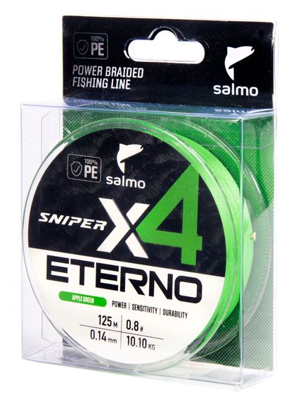Шнур плетёный Salmo Sniper х4 ETERNO BRAID Apple Green 125/014