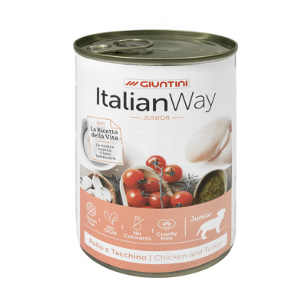 Italian Way Консервы Консервы для щенков мясное ассорти с томатами и рисом (ITALIAN WAY WET DOG JUNIOR) 0,4 кг