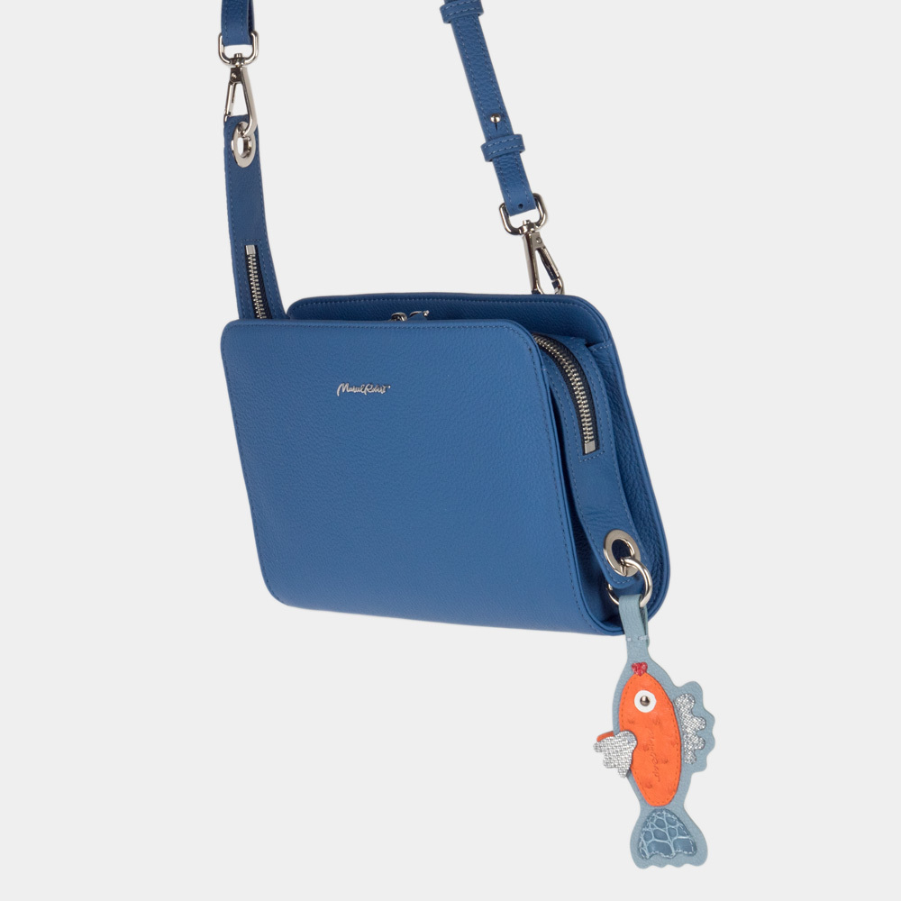 Брелок Poisson из кожи теленка голубого цвета