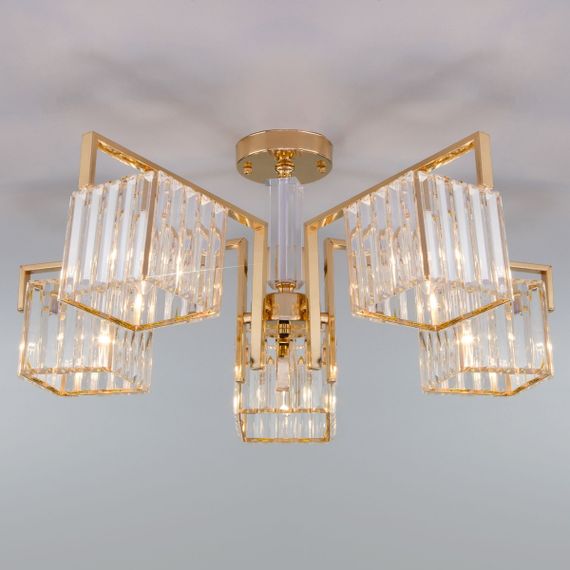 Потолочная люстра Eurosvet April 10126/5 золото/прозрачный хрусталь Strotskis Smart