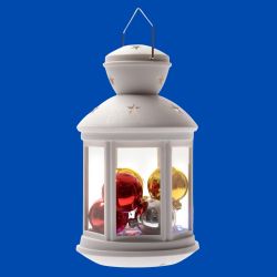 ULD-L1220-010-DTB-RGB WHITE Фонарь со светодиодной гирляндой внутри. на батарейке не в-к. 10 светодиодов. RGB свет. Режим мигания. Белый корпус. TM Uniel.