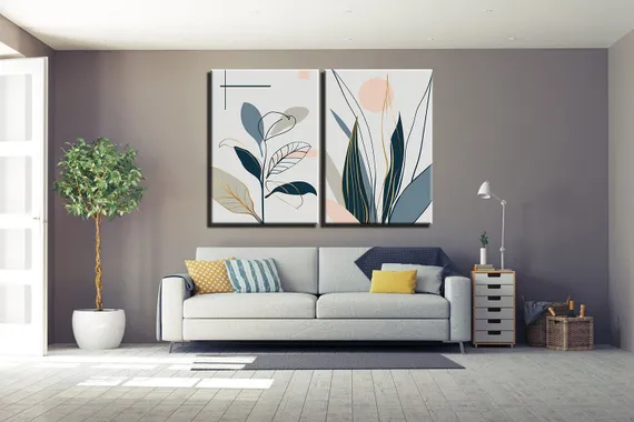 Модульная картина "Абстрактные цветы"