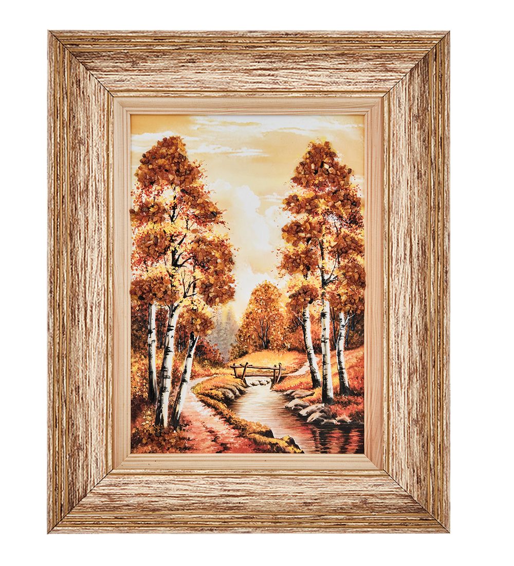 AMB-01/68 Картина «Красота природы» (с янтарной крошкой) пласт.рамка 33х42см