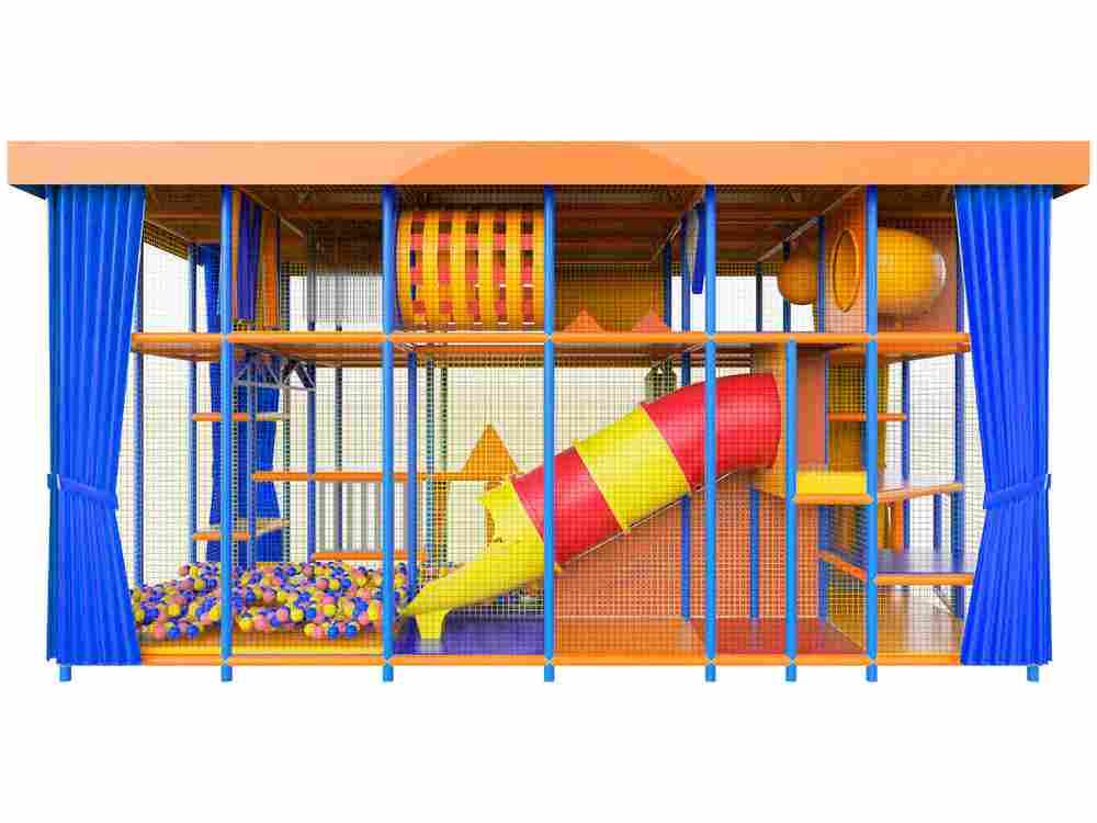 Детский уличный игровой лабиринт с крышей «Мандарин» 7,38×3,69×4,6 м