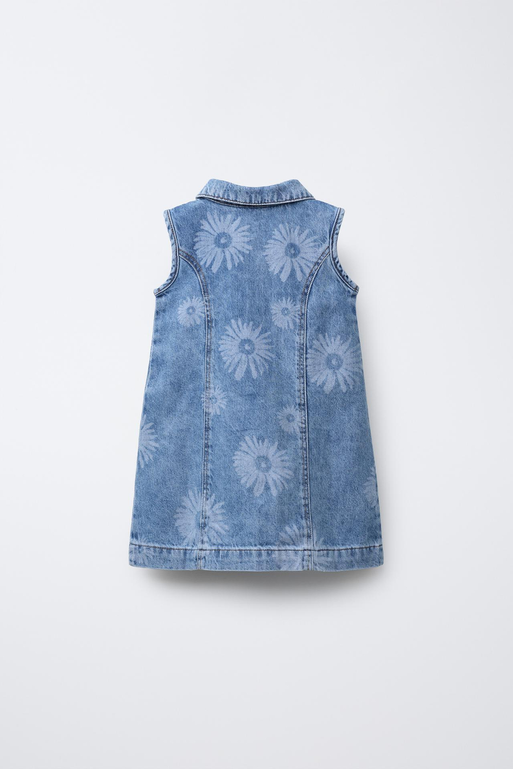 ZARA ДЖИНСОВОЕ ПЛАТЬЕ С ЦВЕТОЧНОЙ ВЫШИВКОЙ, ГОЛУБОЙ