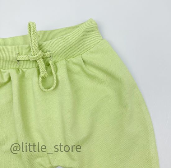 Брючки из футера "Летние цветы" сочный лайм