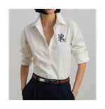 Белая рубашка свободного кроя Lauren Ralph Lauren из эластичного хлопка с вышивкой LRL