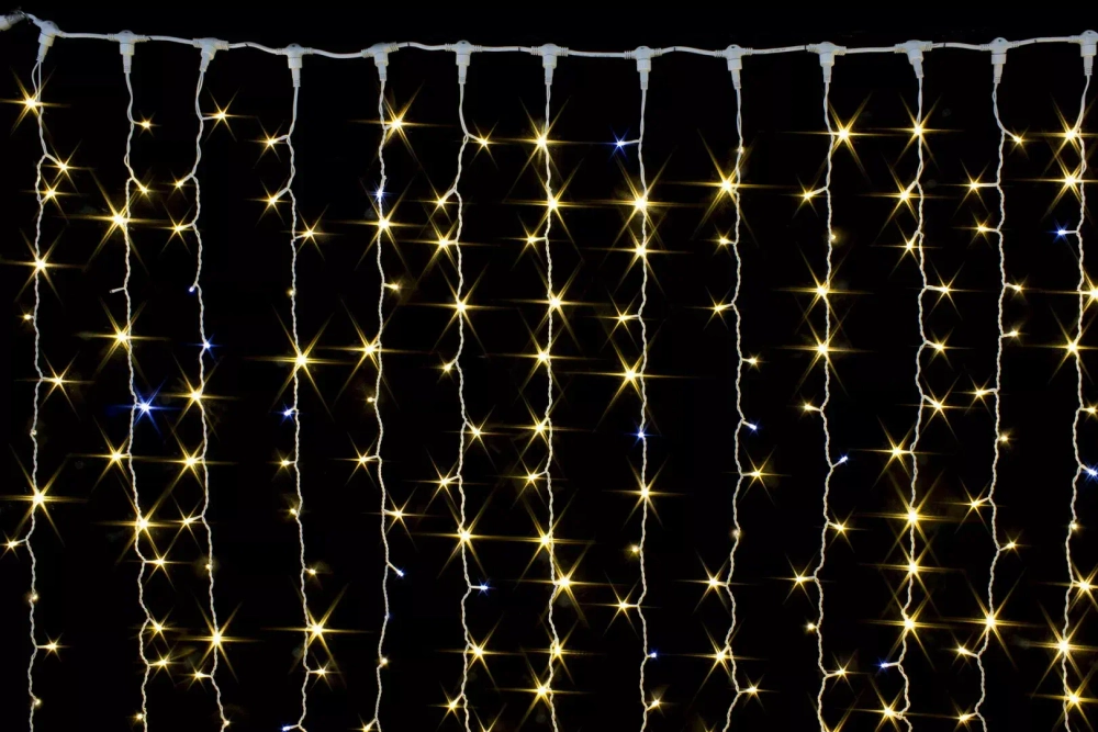 Светодиодный занавес с мерцающим диодом 2*3 м., 420 теплых белых LED ламп, белый провод, Winner Light (ww.03.6W.420+)