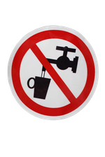 ТАБЛИЧКА КРУГЛЫЙ ПВХ САМОКЛЕЙКА НЕ ПИТЬЕВАЯ ВОДА 200ММх200ММ