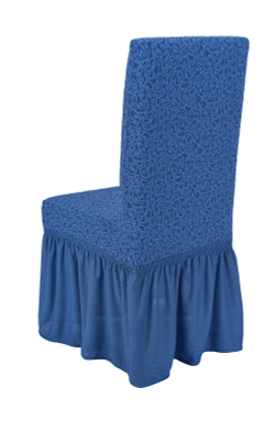 Чехол на стул с оборкой Жаккард, цвет Голубой, Набор 4 шт.