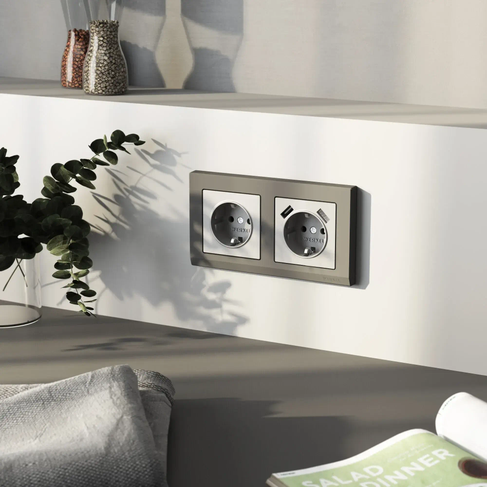 Накладка для розетки USB(серебряный матовый) W1179565