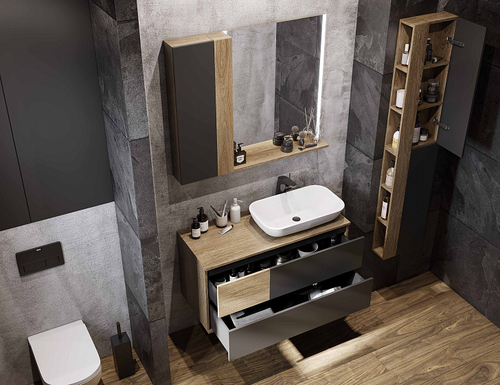 Модуль для зеркала AQUATON Терра 24 подвесной, дуб кантри/антрацит (1A247403TEKA0)