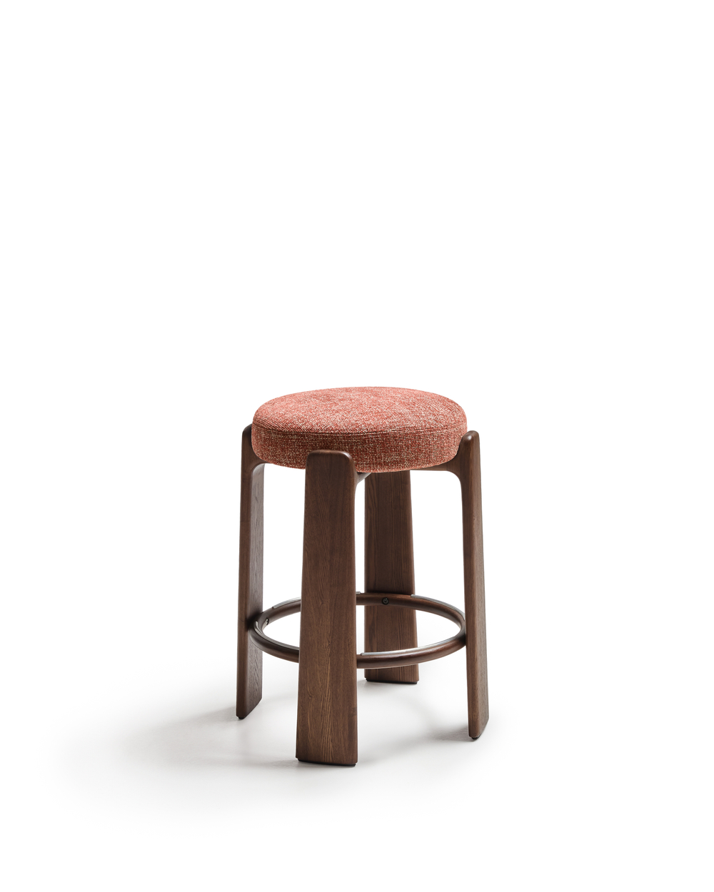 Granite Полубарный табурет из терракотового шенилла и массива ясеня в натуральной отделке 65 см