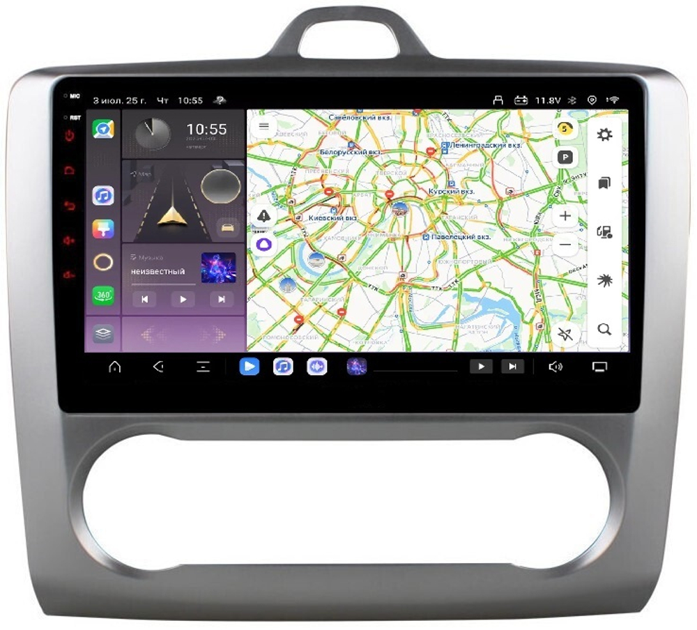 Магнитола для Ford Focus 2 2004-2011 (климат) - Carmedia OL-9201-A QLed, Android 13, TS20, CarPlay, SIM-слот