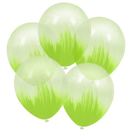 Воздушные шары Орбиталь с рисунком Зелёный браш хрусталь, 5 шт. размер 12" #811016