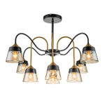 Светильник на штанге 8x40Вт, E27, металл/стекло, черный/бронза