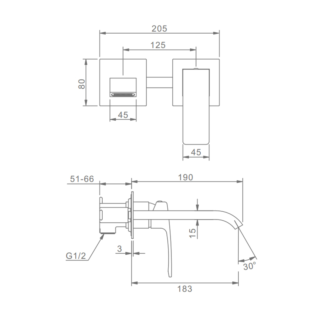 Смеситель для раковины встраиваемый Raglo R02.11, хром