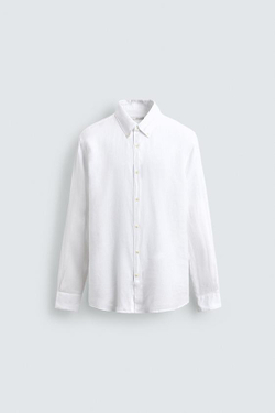 ZARA РУБАШКА ИЗ 100% ЛЬНА, БЕЛЫЙ