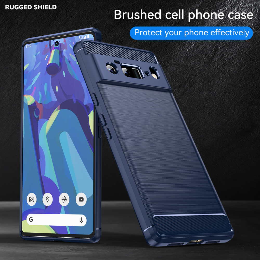 Мягкий чехол синего цвета в стиле карбон для Google Pixel 6 Pro, серии Carbon от Caseport