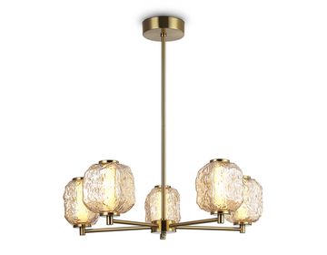 Люстра светодиодная на штанге LED 27W 3000K LH30104/5 SB/TI бронза/янтарь High Light Crystal Ambrella