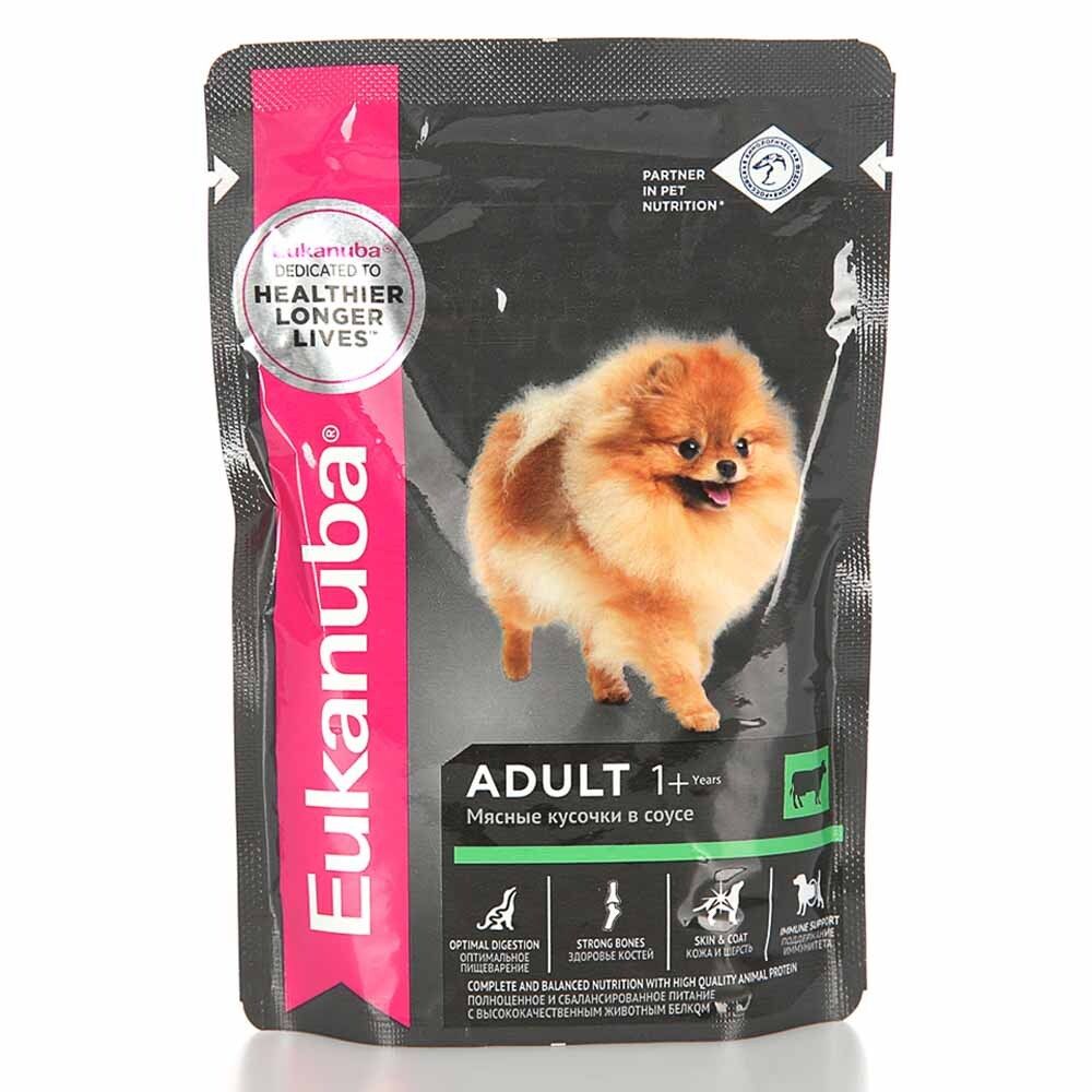 Eukanuba консервы (пауч) для собак (говядина в соусе) 100 г