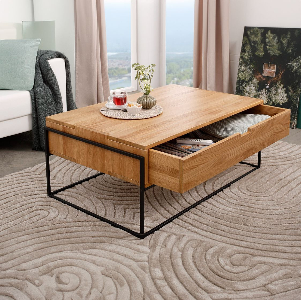 Журнальный столик 110х65 с ящиком из дикого дуба