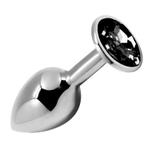 Анальная пробка 8см с черным кристаллом Cnex Alive Mini Black Crystal Metal Anal Plug Size M