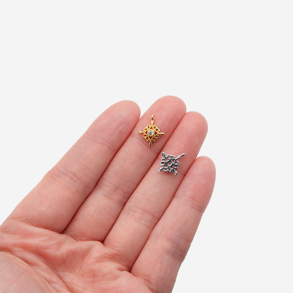 Подвеска "Diva", 12*10мм, фианит, позолота