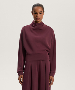 Oysho Толстовка с воротником-стойкой из мягкого модала, темно-гранатовый