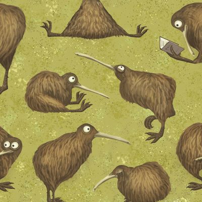 Озадаченные, сонные, смешные птички киви.