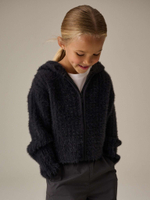 Толстовка пушистая с капюшоном на молнии для девочки Next Q87-988, Темно-серый