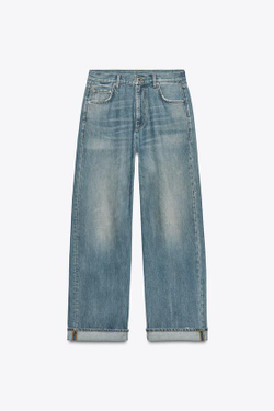 ZARA ДЖИНСЫ BAGGY СО СРЕДНЕЙ ПОСАДКОЙ — ZW COLLECTION, СИНИЙ