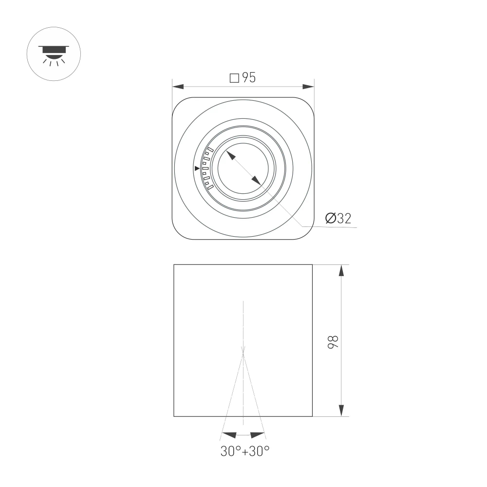 Светильник SP-ACENTO-S95x95-10W Day4000 (BK, 20-45 deg, 230V) (Arlight, IP20 Металл, 5 лет) 055750
