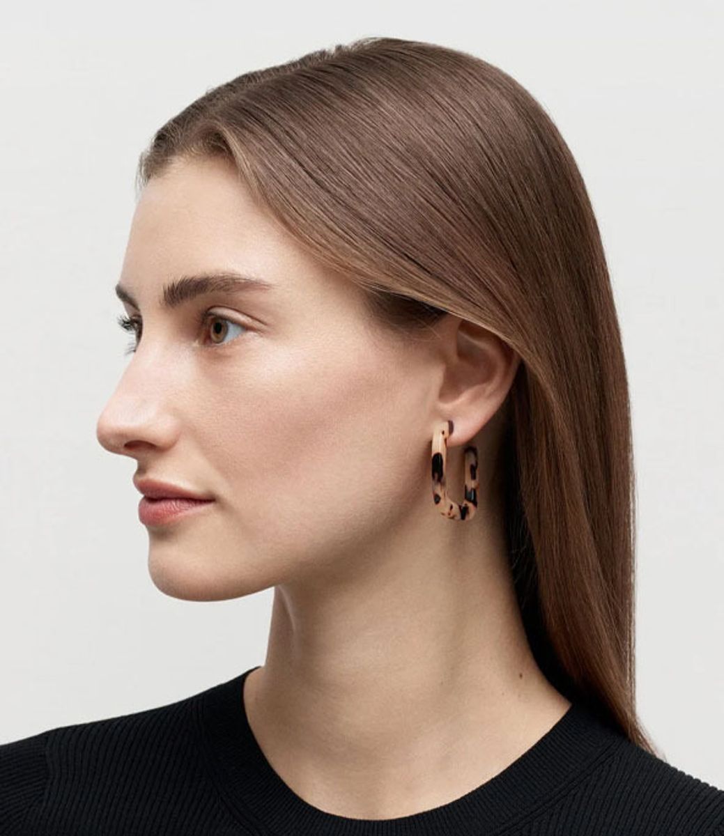 Machete Midi Square Hoops in Ganache — серьги из ацетата