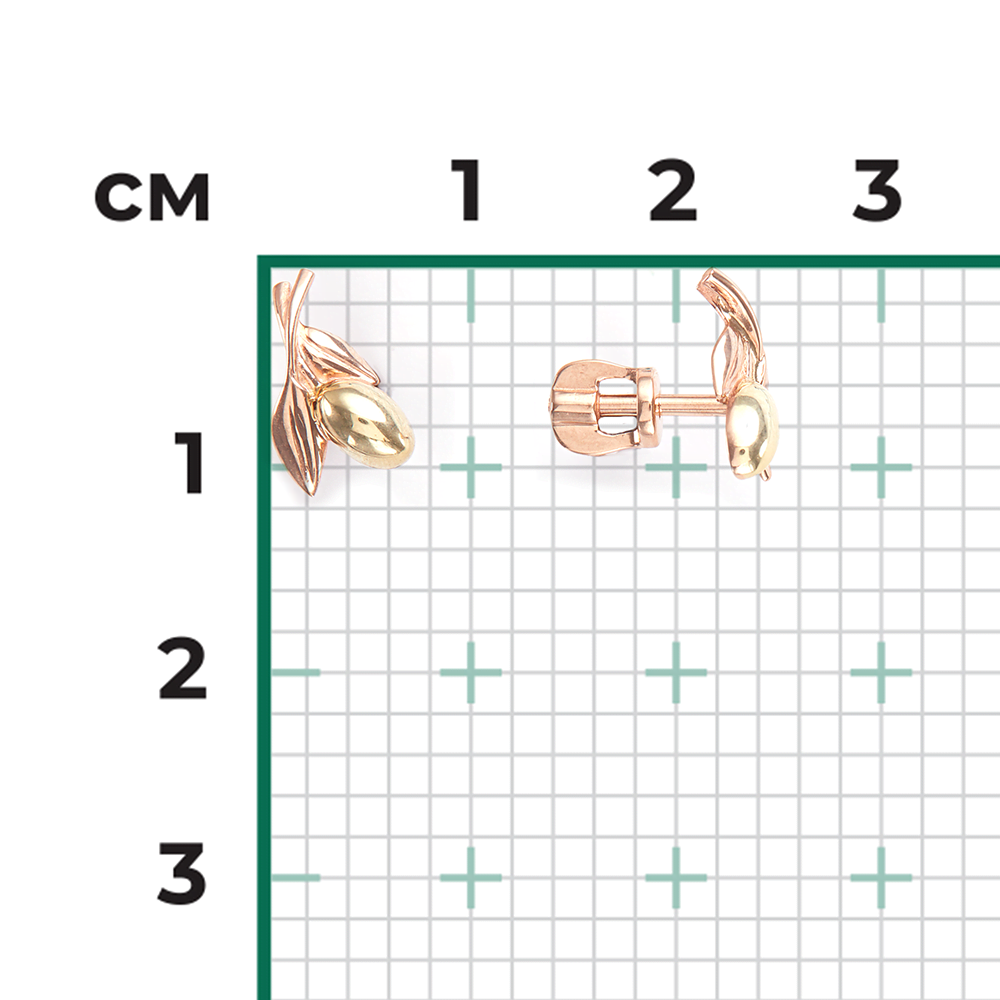 Серьги «Оливки» (пожелание удачи) из комбинированного золота Артикул: 02-4713-00-000-1113-59