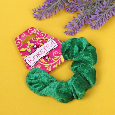 Резинка для волос 1шт «Кокетка - Бархат», цвет изумрудный, d-10,5см