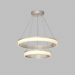 Подвесной светильник RING, ?600+400 мм, LED, 63Вт, 3000К, алюминий+акрил, сатин. никель