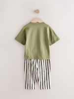 Футболка и брюки в комплекте для мальчика Next E64-977, 3 шт., Бежевый, Белый, Хаки