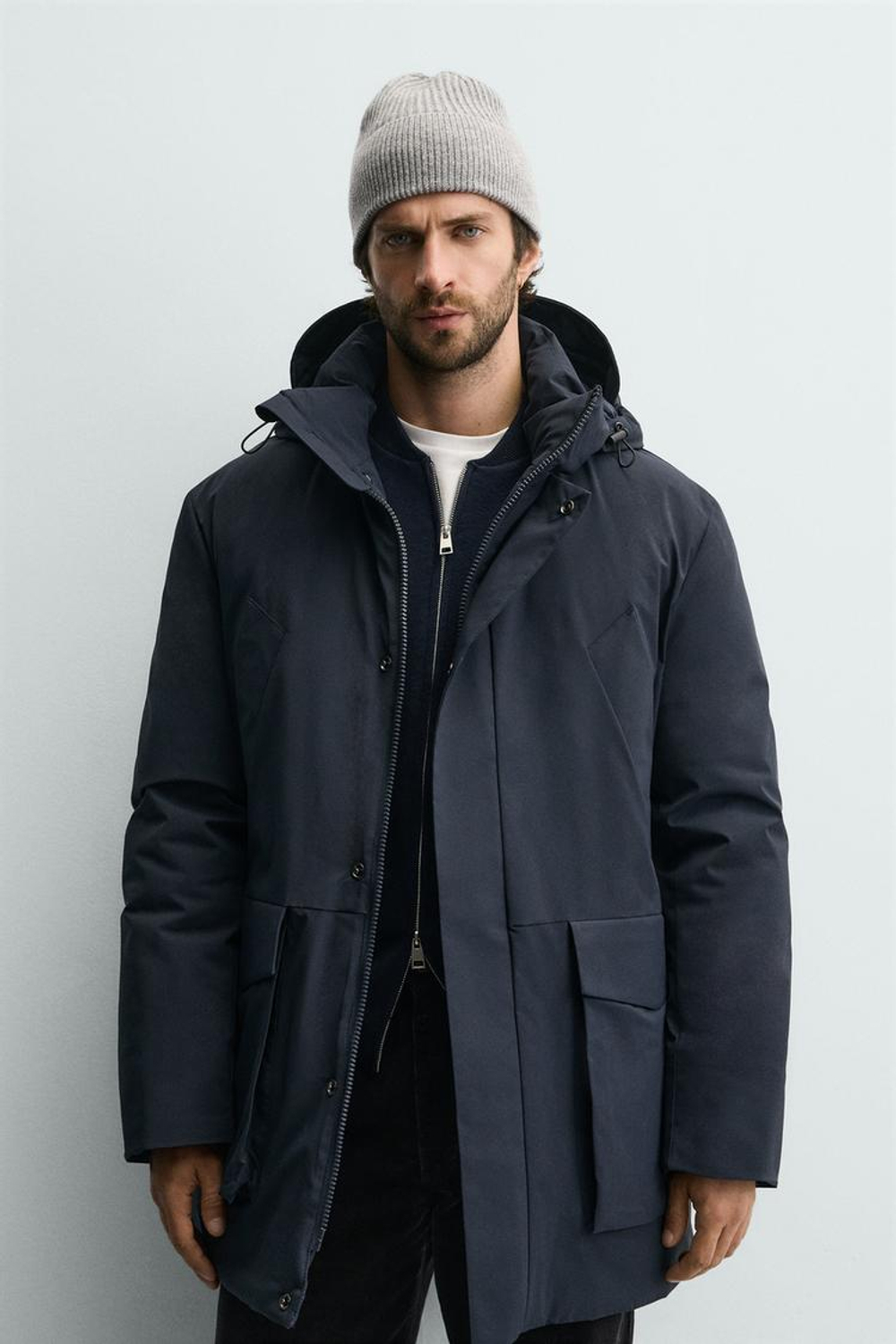 ZARA ПАРКА СТЕГАНАЯ ВОДООТТАЛКИВАЮЩАЯ, МОРСКОЙ СИНИЙ