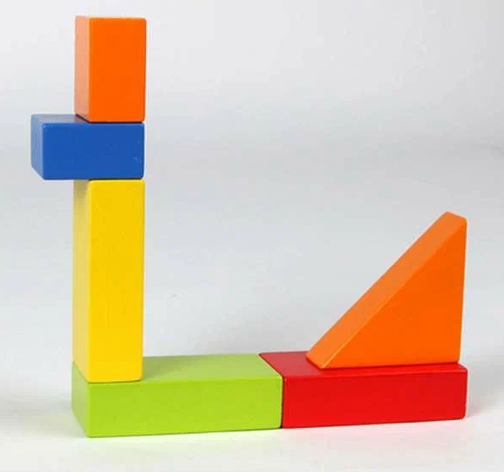 Детская деревянная игрушка - каталка "Ходунок" с конструктором