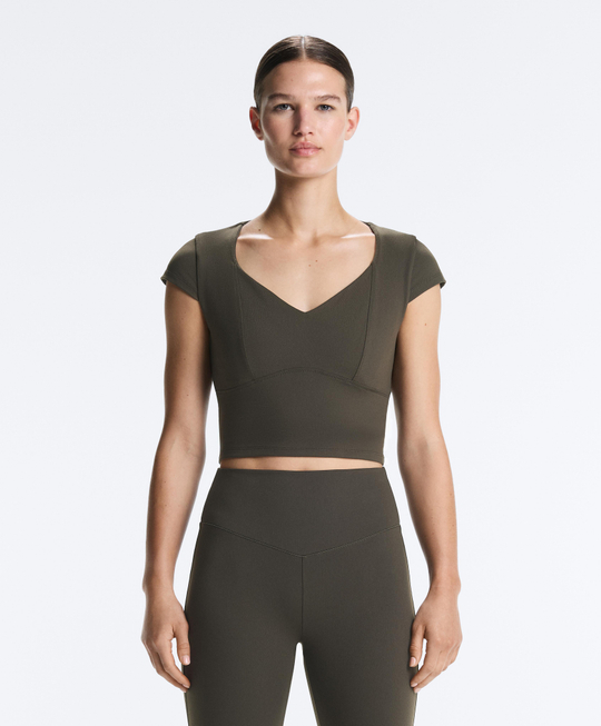 Oysho Топ Evermove с коротким рукавом, коричневый