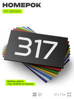 Номер на дверь 317, табличка на дверь для офиса, квартиры, кабинета, аудитории, склада, черная 120х70 мм, Айдентика Технолоджи